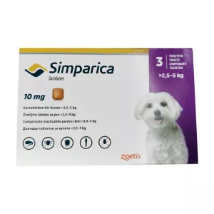 Симпарика для собак 10мг 2,5-5кг ГЕРМАНИЯ! таблетки для пер. пр. N3
